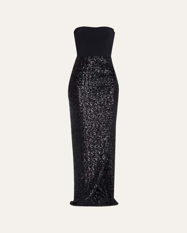 Baloc Strapless Sequin Column Gown
